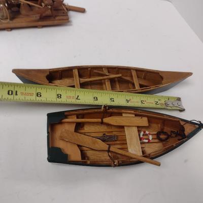 Set of Three Wood Scale Model Boats