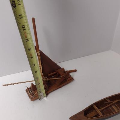Set of Three Wood Scale Model Boats