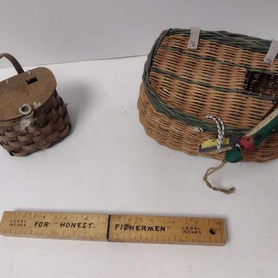 Set of Three Miniature Fishing Creels and Scaling Knife