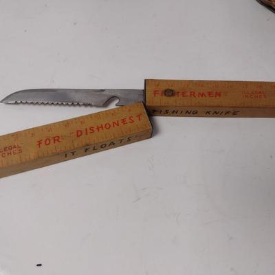 Set of Three Miniature Fishing Creels and Scaling Knife