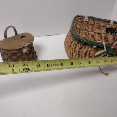 Set of Three Miniature Fishing Creels and Scaling Knife