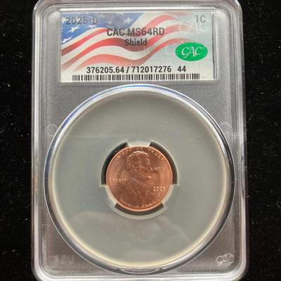 2025-D Lincoln Shield Cent - CAC MS64RD (Full Red Gem)