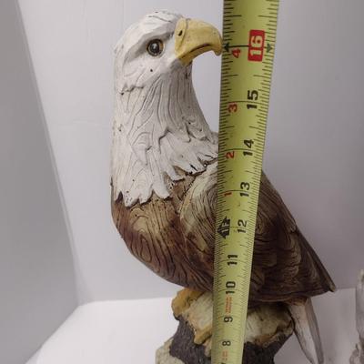 Pair of Large Resing Bald Eagle Statuettes