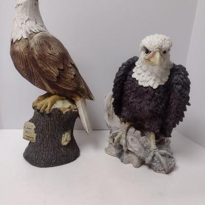 Pair of Large Resing Bald Eagle Statuettes