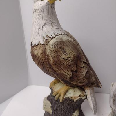 Pair of Large Resing Bald Eagle Statuettes