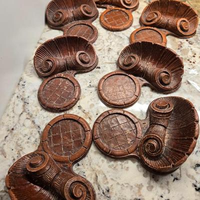Sale Photo Thumbnail #233: Rare find quantity!  7 Syroco wood inkwell holders