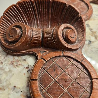 Sale Photo Thumbnail #234: Rare find quantity!  7 Syroco wood inkwell holders