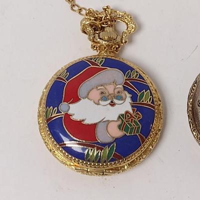 Set of Holiday Themed Pocket Watches and Pendent Watch