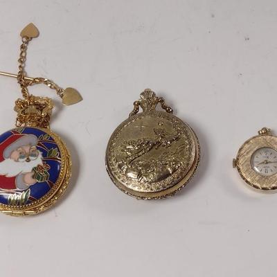 Set of Holiday Themed Pocket Watches and Pendent Watch
