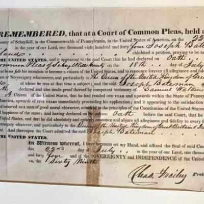M1847 Pennsylvania Court Record – Historic Immigration-Era Ephemera