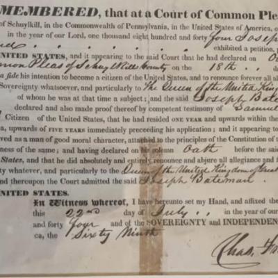 M1847 Pennsylvania Court Record – Historic Immigration-Era Ephemera