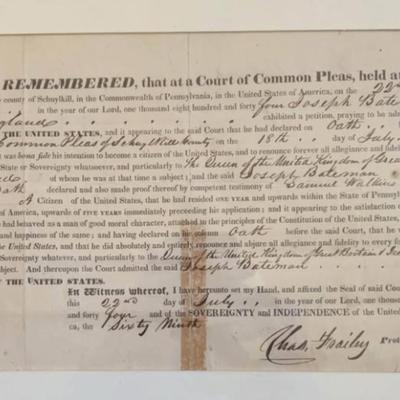 M1847 Pennsylvania Court Record – Historic Immigration-Era Ephemera