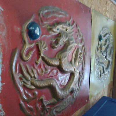 Pair of Decorative Metal 3-D Panels- Approx 18" Square