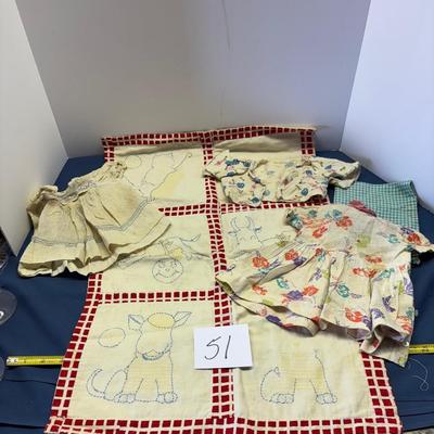 Vintage Doll Clothes and Blanket