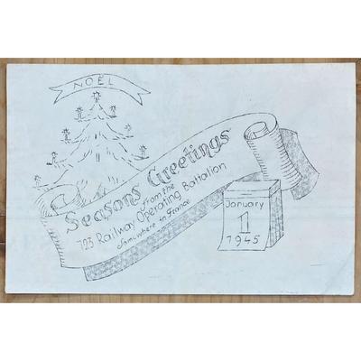 Seasons Greetings 723 Railway Op Battalion France 1945 Captured German Map WWII