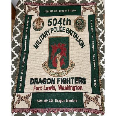 504th Military Police Battalion Dragon Fighters Fort Lewis Washington Blanket