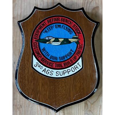 Vintage Vietnam Era 3rd Ags Support Wood Plaque Aviation Ground Support US Army