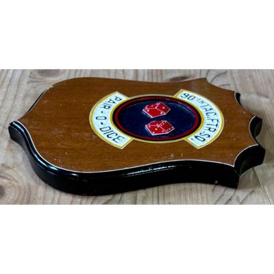 Vintage Vietnam Era 90th Tactical Fighter Sq. Pair-O-Dice Wood Plaque USAF PACAF