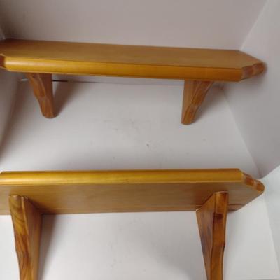 Pair of Wooden Wall Shelves- Approx 24" Long, 9" Deep