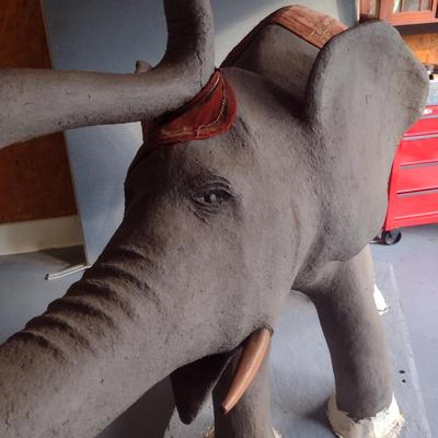 Vintage Painted Fiberglass Elephant 'Goppy 1968'- Approx 47" Tall