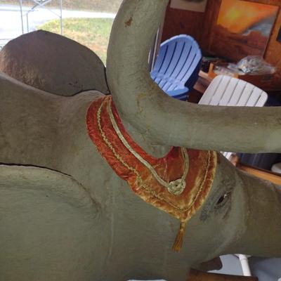 Vintage Painted Fiberglass Elephant 'Goppy 1968'- Approx 47" Tall