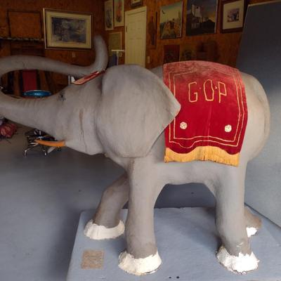 Vintage Painted Fiberglass Elephant 'Goppy 1968'- Approx 47" Tall
