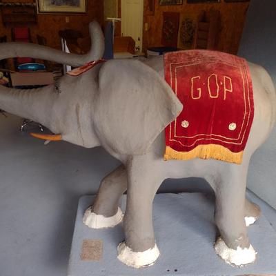 Vintage Painted Fiberglass Elephant 'Goppy 1968'- Approx 47" Tall