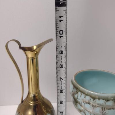 Glazed Porcelain and Metal Candy Dish and Decanter- Marked 'Holland'