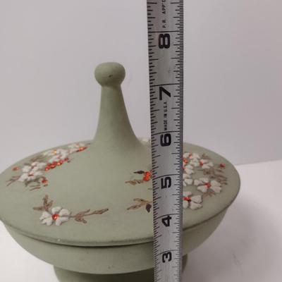 Ceramic Pagoda Pot/Candy Dish with Lid- Signed by Artist- Approx 8" in Diameter
