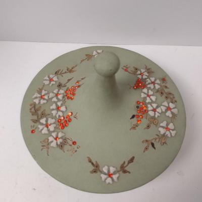 Ceramic Pagoda Pot/Candy Dish with Lid- Signed by Artist- Approx 8" in Diameter