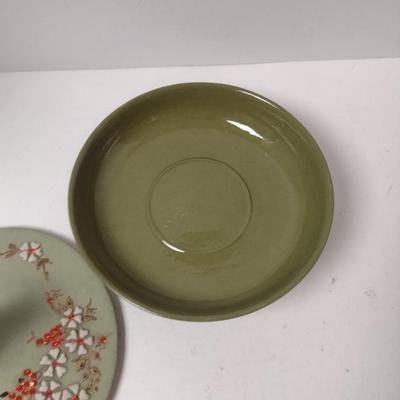 Ceramic Pagoda Pot/Candy Dish with Lid- Signed by Artist- Approx 8" in Diameter