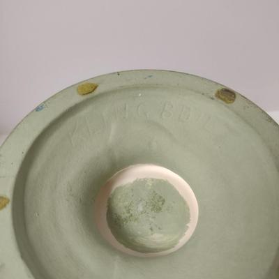 Ceramic Pagoda Pot/Candy Dish with Lid- Signed by Artist- Approx 8" in Diameter