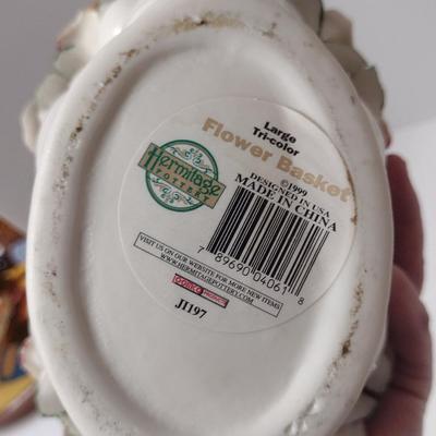 Hermitage Pottery Flower Basket- Approx 9 1/4" Tall