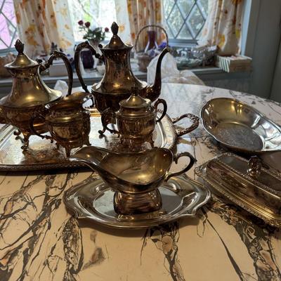 Silver on Copper Heavy Tea Set