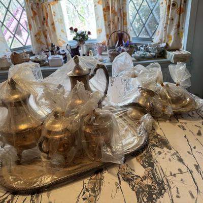 Silver on Copper Heavy Tea Set