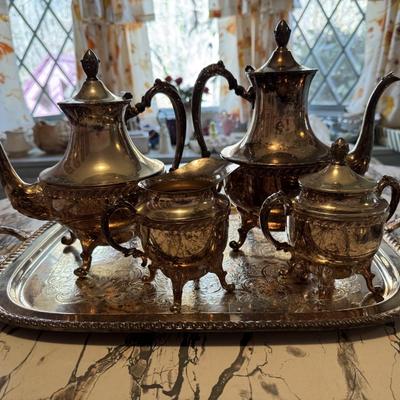Silver on Copper Heavy Tea Set