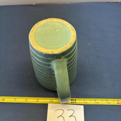 Antique USA Green Ribbed Creamers