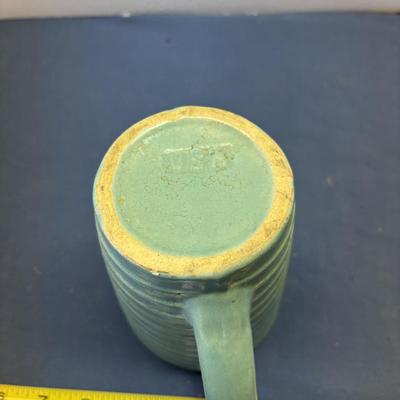 Antique USA Green Ribbed Creamers