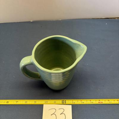 Antique USA Green Ribbed Creamers