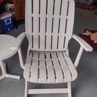 Two Composite Patio Chairs and One Side Table