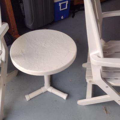 Two Composite Patio Chairs and One Side Table