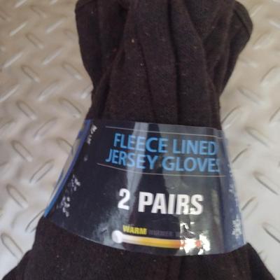 Fleece Lined Jersey Gloves- Size Large- Six Packs of Two Pairs Each