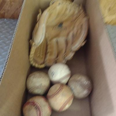 Ted Williams Baseball Mitt and Baseballs