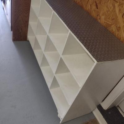 Wooden Storage Organizer on Casters- Approx 54 1/2" x 16" x 32 1/2" Tall