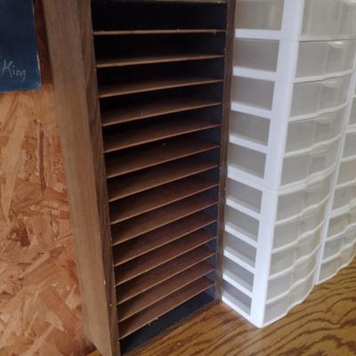 Plastic Storage Drawer Organizers and Wooden Media/Office Organizer