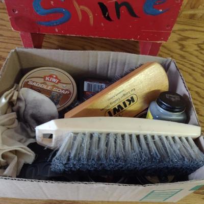 Shoe Shine Box with Accessories