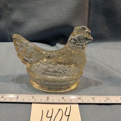 Vintage Glass Chicken on the Nest