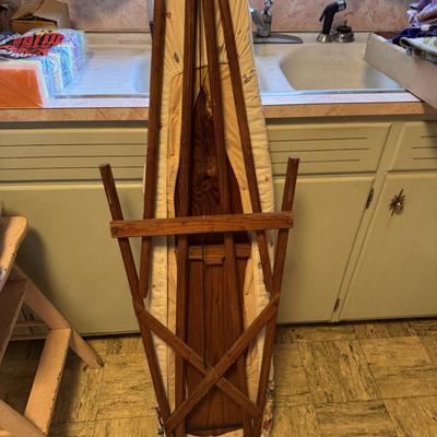 Vintage Wood Ironing Board with New Covers