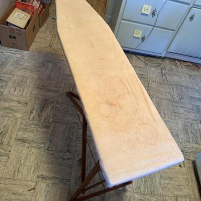 Vintage Wood Ironing Board with New Covers