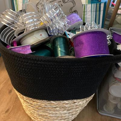 Sale Photo Thumbnail #258: Basket, included, full of Ribbons and Bows.  Most new